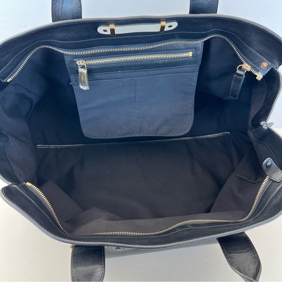 CHLOE Alicia Black Cream Leather Gold Hardware Extra Large Duffel Tote Satchel - Picture 12 of 16